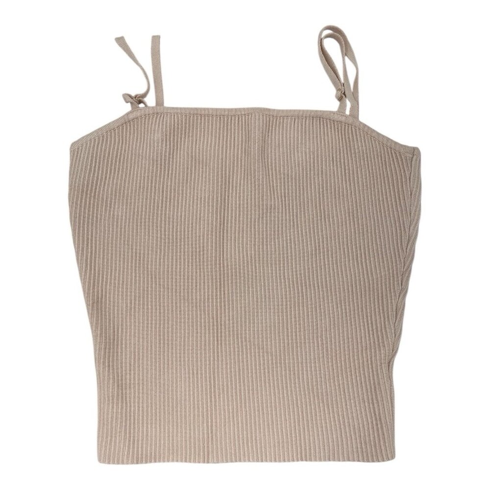 HOUSE OF HARLOW 1960 Women's Beige Ribbed Strap Tank Small